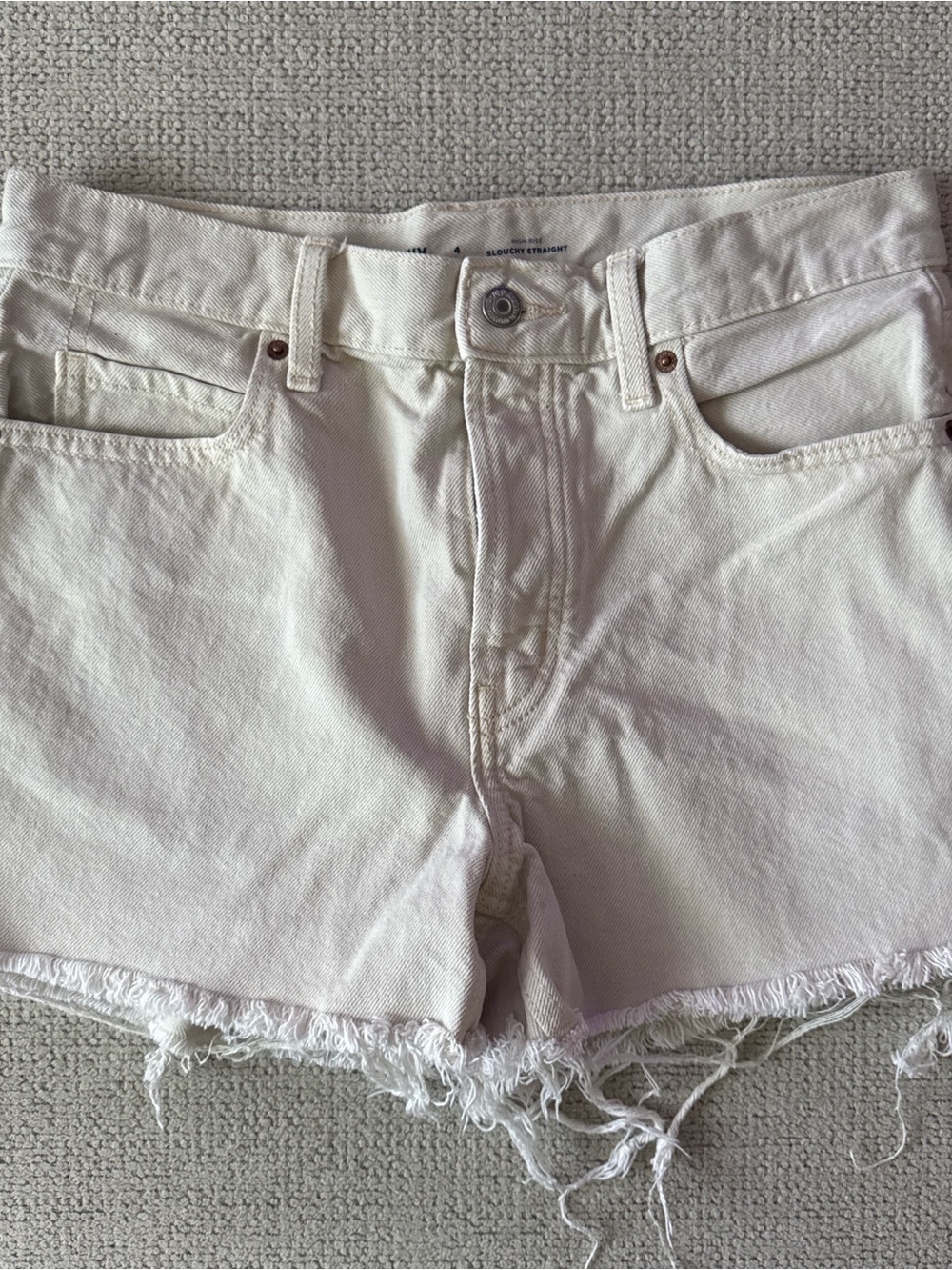 Old Navy Cream Frayed Hem Denim Shorts